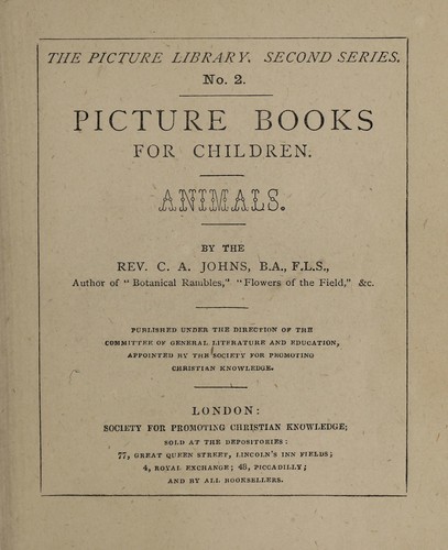 Picture books for children.  Animals by C. A. Johns cover