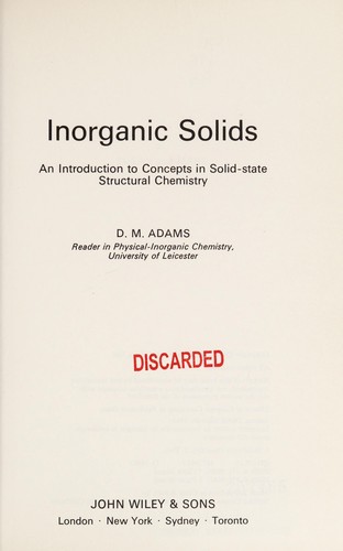 Inorganic solids by D. M. Adams cover