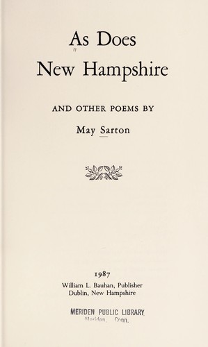 As Does New Hampshire, and Other Poems