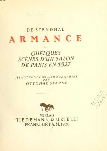 Armance by Stendhal cover