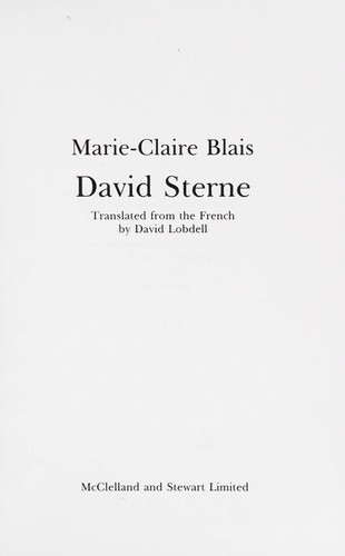 David Sterne by Marie-Claire Blais cover