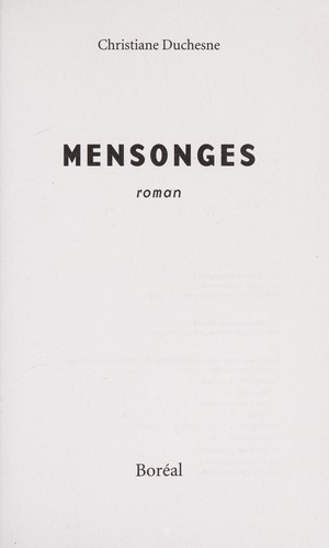 Mensonges by Christiane Duchesne cover