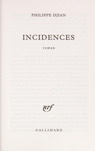 Incidences by Philippe Djian cover