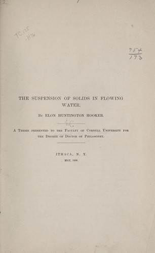 The suspension of solids in flowing water ...