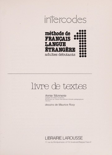 Intercodes by Annie Monnerie cover