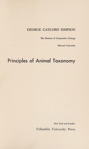 Principles of animal taxonomy by George Gaylord Simpson cover