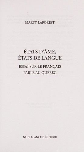 Etats d'âme, états de langue