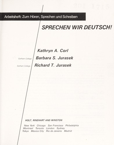 Sprechen wir Deutsch! by Kathryn A. Corl cover