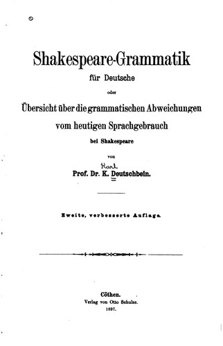 Shakespeare-grammatik für Deutsche by Karl Deutschbein cover