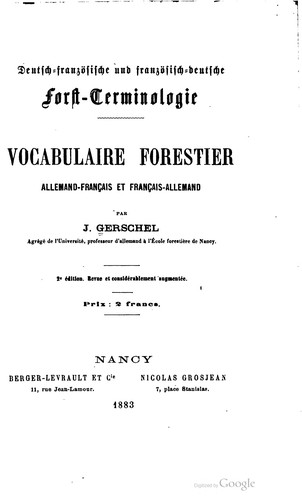 Vocabulaire forestier allemand-français et français-allemand by Jules Auguste Gerschel cover