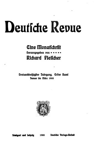 Deutsche Revue: Eine Monatsschrift by [name missing] cover
