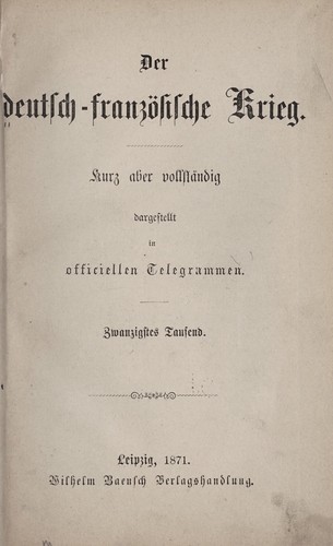 Der deutsch-französische krieg by  cover
