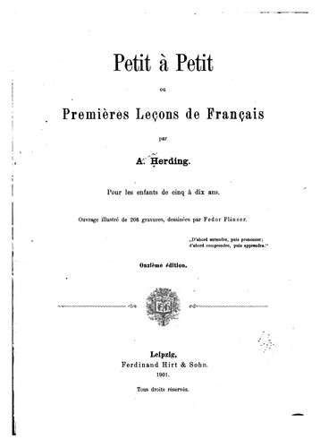 Petit à petit; ou, Premières leçons de français by Anna Herding cover