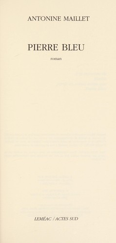 Pierre Bleu by Antonine Maillet cover