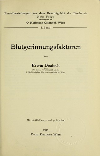 Blutgerinnungsfaktoren by E. Deutsch cover