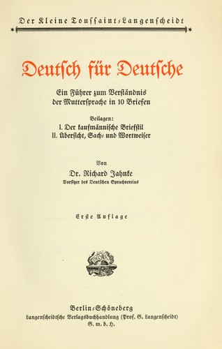Deutsch für Deutsche by Richard Jahnke cover