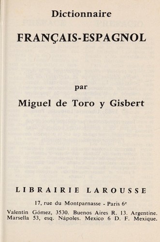 Dictionnaire français-espagnol by Miguel de Toro y Gisbert cover