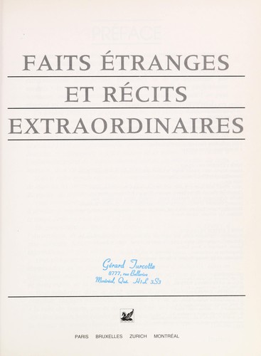 Faits etranges et recits extraordinaires