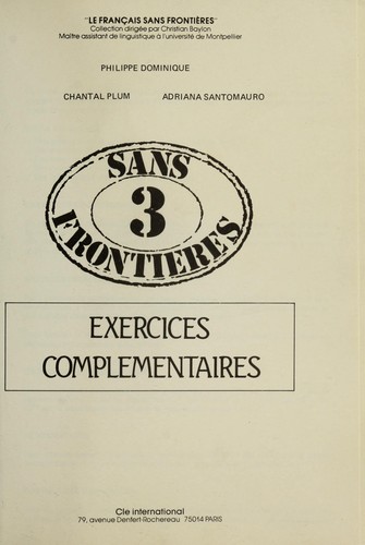 Sans frontières : [niveau] 3 : [méthode de français] by M & M Verdelhan-Bourgade, Philippe Dominique cover