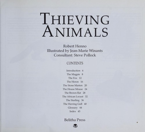 Thieving animals by Robert Henno, Jean-Marie Winants cover