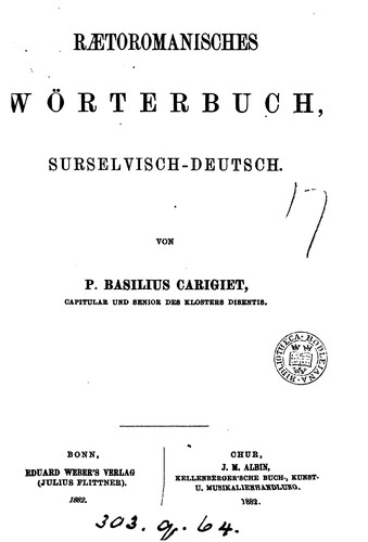 Ræteromanisches Wörterbuch, surselvisch-deutsch by Peider Baseli Carigiet cover