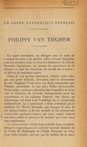 Un grand naturaliste franca̧is, Philippe van Tieghem by Gaston Bonnier cover