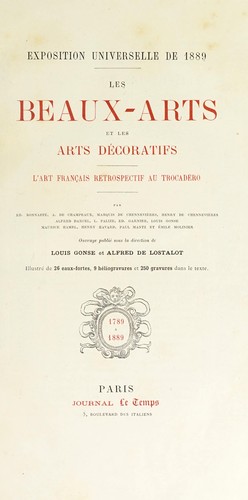 Les beaux-arts et les arts décoratifs by Exposition universelle de 1889 (Paris, France) cover