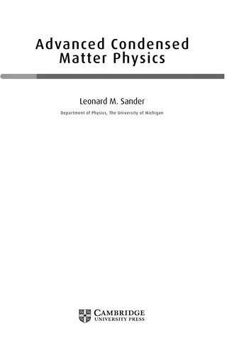 Advanced condensed matter physics