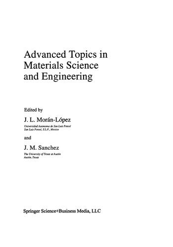 Advanced Topics in Materials Science and Engineering