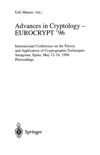 Advances in Cryptology -- EUROCRYPT '96