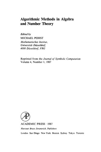 Algorithmic methods in algebra and number theory