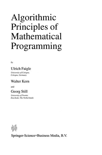 Algorithmic Principles of Mathematical Programming