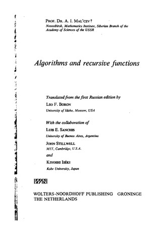 Algorithms and recursive functions