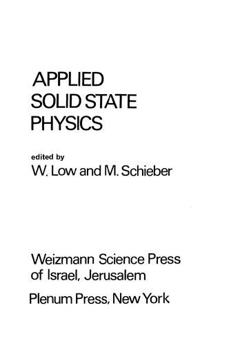 Applied Solid State Physics