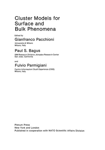 Cluster Models for Surface and Bulk Phenomena