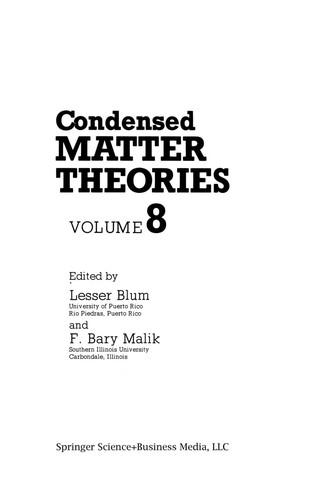 Condensed Matter Theories