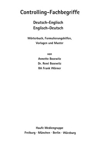 Controlling-Fachbegriffe Deutsch/Englisch by  cover