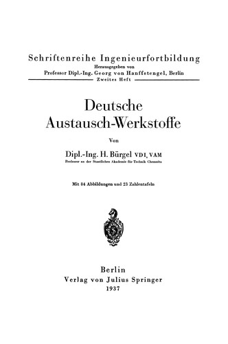 Deutsche Austausch-Werkstoffe by H. Bürgel cover