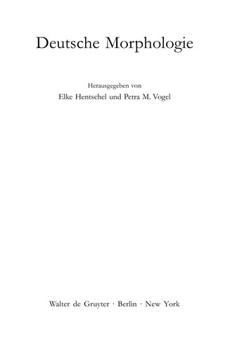 Deutsche morphologie by Elke Hentschel cover