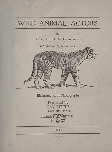 Wild animal actors by Frances Mary Christeson cover