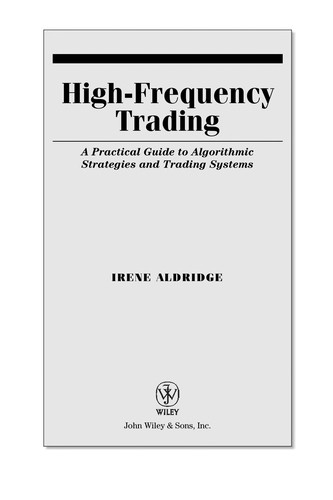 High-frequency trading by Irene Aldridge cover