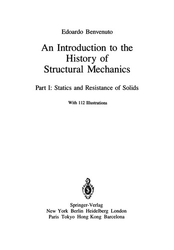 An Introduction to the History of Structural Mechanics by Edoardo Benvenuto cover