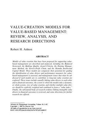 Advances in management accounting