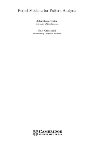 KERNEL METHODS FOR PATTERN ANALYSIS