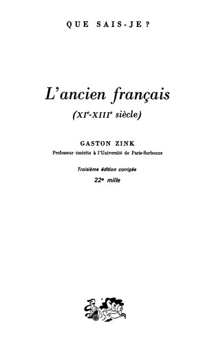 L Ancien Francais by Gascon Zinc cover