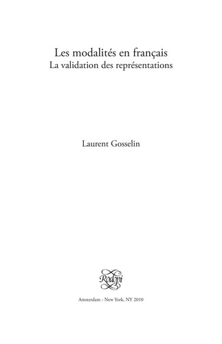 Les modalités en français by Laurent Gosselin cover