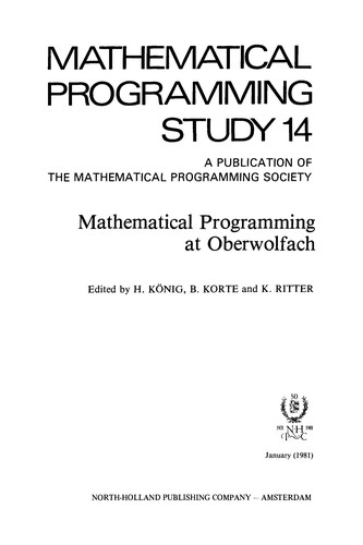 Mathematical programming at Oberwolfach