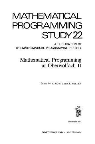 Mathematical programming at Oberwolfach II by B. H. Korte, M. L. Balinski cover