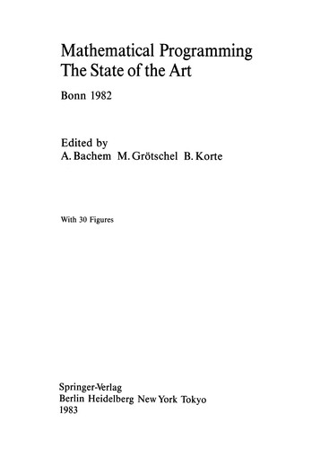 Mathematical Programming The State of the Art
