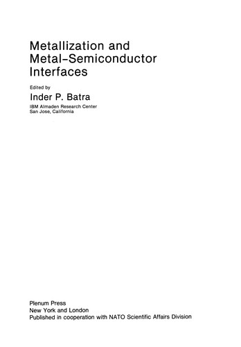 Metallization and Metal-Semiconductor Interfaces